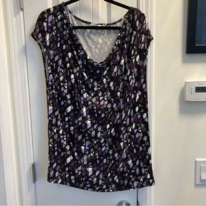 Ricki’s Size XL Purple, Black and White Patterned Sleeveless Top with Cowl Neck